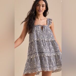 NWOT- Altar’d State  Haylin Mini Dress Babydoll  Coquette Girl Embroidered Sz L